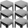OVOV Set di 6 cuscini per sgabelli da bar quadrati antiscivolo per sgabelli da bar con laccetti, piccoli cuscini per sedie con fodera lavabile, 30,5 x 30,5 cm (grigio chiaro)