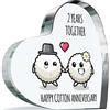 Giftzie Targa regalo per 2° anniversario per moglie e marito - Felice anniversario di cotone - Ti amo regalo romantico cuore acrilico per donne e uomini, 100 mm x 100 mm, regalo per coppie secondo