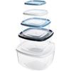 QILZO Contenitori per alimenti | Set da 5 pezzi, 220ml, 350ml, 600ml, 1,2L, 2L | Contenitori plastica con coperchio | Trasparenti | Senza BPA | Microonde, Lavastoviglie, Congelatore