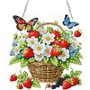 NEWENMO Cesto di Fiori Diamond Painting Pendente,5D Farfalle e Fiori Pittura Diamante con Catena,Diamond Painting Ciondolo,Cristallo Diamante Kit,per Finestre,Pareti,Porte e Giardini Decorazione