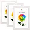 MG Design Set da 3 cornici portafoto 18 x 24 cm - Cornici in legno Bianco con vetri acrilici infrangibili, verticale e orizzontale, da appendere e da appoggiare