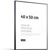 JUNOMI® Cornice portafoto 40 x 50 cm, alluminio nero opaco elegante - profilo slim, vetro acrilico antiurto, appendiatura orizzontale e verticale