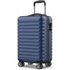 NUMADA - Trolley Bagaglio a Mano Upfly 20' ABS (53x33,5x22cm) con chiusura a combinazione e 4 ruote doppie a 360. Valigia da cabina rigida resistente e leggera con interni a scomparti | Blu Navy
