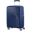 American Tourister Soundbox - Trolley M Espandibile Valigia, 67 cm, 71.5/81 L, Blu (Midnight Navy)