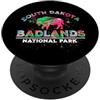 KAEDAM Gifts: National Parks Badlands National Park Bisonte Buffalo Retro Graphic Souvenir PopSockets PopGrip Adesivo