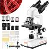 VEVOR Microscopio Ottico Binoculare 40X-2500X con Tavolino Meccanico a 2 Livelli
