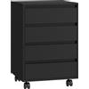 HOMCOM Cassettiera da Ufficio con Ruote e 4 Cassetti Scorrevoli, Effetto Legno, Nero | Aosom Italy