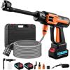 WZTO Rondella ad alta pressione a batteria 21 V, idropulitrice a batteria portatile Max 120 bar, modalità 10 marce, lavaggio pressure con 2 batterie, ugello multifunzione 6 in 1 e tubo anti-gelo da 5 m