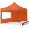 TOOLPORT Gazebo Pieghevole Giardino 3x3m - 2 Laterali Alluminio Telo Idrorepellente Padiglione Mercati Sagre Arancione