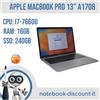 Apple Notebook Apple MacBook Pro A1708 13" Cpu i7-7660u Ram 16Gb SSD 240Gb Space Grey