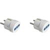 A2ZWORLD 2 Pezzi Adattatore Schuko 16A a Presa Bipasso Italiana 10A/16A 2P+T, Colore Bianco, Adattatore Viaggio e Casa Tipo F, Presa Elettrica Compatta 250V fino a 1500W