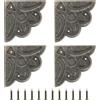 QUARKZMAN 4pz Angolo Piatto Vintage, 2,1 x 2,1 Angoli Protezione per Scrivania in Metallo Lega Zinco Copertura Bordo Decorativa con Chiodo Montaggio per Mobili Scatole Gioielli, Bronzo