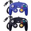 ONE250 Confezione da 2 controller classici per joypad con cavo, compatibile con Wii NGC Gamecube Game Cube (nero e blu)