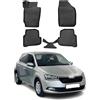 OMAC Tappetini in Gomma Tappetini Compatibili con Skoda Fabia 2015-2021 TPE Tappetini Auto Nero 4X