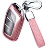 HIBEYO Custodia intelligente per chiave auto, adatta per MG EV MG EHS EZS EV GT HS ZS ZX MG4 MG5 MG6 custodia portachiavi per Roewe RX3 RX5 RX8 ERX5 I6 I5 telecomando 3 tasti rosa