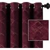 LINFKY Tende di Velluto di Lusso Tende Oscuranti Termoisolanti per Camera da Letto Stampa Lamina Tenda con Occhiello in Velluto per Soggiorno, 2 Pannelli (Vino Rosso,2X 132x274 cm)