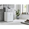 BMG Möbel Armadio per stampante Office Edition con 2 ante, 2 ripiani, mobili per ufficio, altezza 74 cm (bianco/bianco lucido)