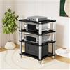 SHZYJBRY Supporto multimediale AV a 4 livelli, rack e supporti stereo, armadio per componenti video, rack audio per lettore DVD, console di gioco, TV Box, router WiFi (nero, 4 livelli)