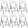 GOVITA - Set da 6 Sedie Sedia Pieghevole Di Plastica Salvaspazio,Capacità 157,5 Kg,Plastica Pieghevoli,struttura In Metallo,Pieghevole Robusta, Portatile (Bianco, 6)