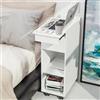 EXSELTMAN Comodino Stretto 25 cm, Comodino con 2 Scomparti a Giorno e cassetti nascosti, Comodini stretti con Ruote, Comodino Salvaspazio, per Soggiorno, Studio 45x25x70cm