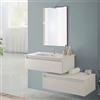 Inbagno Mobile Bagno Sospeso 90 cm Rovere Bianco- Composizione Modulare Con Lavabo In Ceramica E 2 Ampi Cassettoni Soft-Close - Linea Nadia