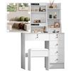 Teousev Toeletta da Trucco con Specchio Scorrevole e Sgabello, Scrivania Make Up Ampia con Luci Dimmerabili, Postazione Trucco con 6 Cassetti e 6 Ripiani, 36×80×131 cm, Bianco, J51206