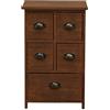 Rebecca Mobili Comodino marrone, cassettiera legno, 5 cassetti, stile vintage, arredo camera da letto bagno - Misure: 66 x 40 x 30 cm (HxLxP) - Art. RE4107