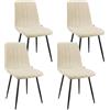 WAFTING Set di 4 Sedie da Pranzo, Sedie a Righe Imbottite con Schienale Alto con Pieds in Metallo, per Sala da Pranzo, Soggiorno, Cucina e Reception, Beige