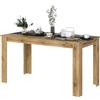 Amveya Tavolo da pranzo con aspetto legno, 140 x 70 x 75 cm, con struttura in metallo nero e superficie facile da pulire per cucina, sala da pranzo e 4-6 persone