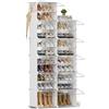 Orgahome Scarpiera salvaspazio a 5+6 scomparti con porta, scarpiera modulare in plastica chiusa bianca, mobile per scarpe ingresso fai da te per corridoio camera da letto