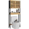HOMCOM Mobile Sopra WC con Armadietto 2 Ante e Ripiano Aperto, Mobiletto Bagno Salvaspazio con Ante a Doghe, 60x21.5x172cm, Colore Legno