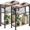 Vantimo Tavolino laterale stretto, Comodino stretto con spazio di archiviazione tavolino da divano per spazi stretti piccolo tavolo soggiorno camera da letto cucina balcone 18x43x56.5cm