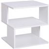 HOMCOM Tavolino da Caffè di Design, Tavolino da Salotto Bianco, 2 Ripiani Aperti, Design Moderno, Tavolino da Salotto e Soggiorno, Legno, 40x40x43cm, Bianco
