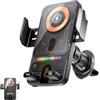 WANWEN Caricabatterie da auto wireless da 15 W e supporto per telefono, bloccaggio automatico, supporto per cellulare da auto intelligente 2 in 1 con funzione di rotazione e caricabatterie wireless (Black)