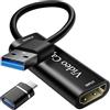 VIXLW Scheda Acquisizione Video 4K HDMI a USB, Cattura Audio e Video HD 1080P per Windows, Linux e Mac OS, Ideale per Fotocamere, Streaming Multimediale, Streaming di Gioco e Trasmissioni Live (Nero)