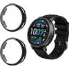 Funrae Custodia Compatibile con Amazfit Active Max [2 Pezzi], Cover Protettiva Telaio Rigida PC [Con Vetro Temperato] HD Clear Anti-Graffio Protezione Case - Nero