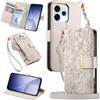 MOJIA Portafoglio Custodia per OPPO Reno 15 5G / Reno15 5G, Flip Cover in Pelle con Tracolla a Tracolla, Scomparto a Cerniera e Funzioni Multifunzione. Off white