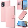 KKEIKO Cover per Motorola Moto E13, Antiurto Custodia in PU Pelle con Slot per Porta Carte, Magnetico Protettiva Cover per Motorola Moto E13, Rosa