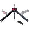 Moman Mini Treppiedi, TR01 Tavolo Treppiedi Piccolocon Attacco a Vite 1/4 e 3/8 Mirrorless con Carico Massimo di 80 kg Alluminio CNC per Fotocamera Camere Reflex Smartphone DSLR, Nero Rosso