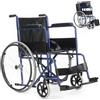 GOVITA-Sedia A Rotelle Per Anziani E Disabili,Carrozzina Pieghevole Leggera Ad Autospinta,Braccioli Fissi E Poggiapiedi Ribaltabili,Cintura Di Sicurezza E Tasca Porta Documenti