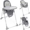 Chicco Polly Armonia Seggiolone Evolutivo Pappa per Bambini da 0 Mesi a 40 kg, Sedia Evolutiva, Seggiolone Reclinabile a Sdraietta con Altezza e Poggiapiedi Regolabili, 4 Ruote, Compatto, Grigio