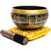 Himalayan Bazaar - Set con campana tibetana, facile da suonare, realizzato a mano, per meditazione tramite il suono, 10 cm, per la guarigione dei 7 chakra