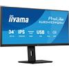 iiyama iiyama ProLite XUB3493WQSU-B6 - Monitor a LED - 34 - 3440 x 1440 UWQHD @ 120 Hz - IPS - 400 cd/m² - 1000:1 - 1 ms - 2xHDMI, DisplayPort - altoparlanti - nero opaco XUB3493WQSU-B6