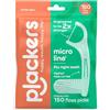 Plackers Micro Mint - Flosser dentali, sapore di menta fresca, stuzzicadenti pieghevole, super tuffloss, facile da riporre con chiusura a cerniera, 150 pezzi