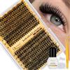 QUEWEL Kit Ciglia Finte ciuffetti 30D+40D, Lunghezze (12-18 mm) - Include Adesivo a Lunga Tenuta da 6 ml, Pinzette per colla ciglia finte ed Extension per un Look Naturale da Realizzare a Casa (LSTZ)