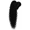 Ser Mulher Coda Capelli Extension Riccia, Lunga: 90 cm - Peso: 187 g con Coulisse Regolabile - Coda Finta Capelli, Voluminosa in Termofibra Naturale, Facile da Applicare, JACY, Black
