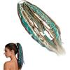 Generico Coda di cavallo elastica dread, extensiones De Cabello,boho intrecciato a mano con perle e conchiglie, semplice fissaggio elastico a coda di cavallo in un minuto, code di cavallo avvolte