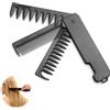 VQBKHO Pettine 3-in-1 Uomo Pieghevole Pettine Barba e Capelli con Denti Larghi e Fini Specchio Tascabile Styling da Viaggio per Cura Barba Regalo per Uomo Nero Pettine per capelli da donna