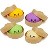 Ynipanda Dumpling Squishy, 4 pezzi Squishy Dumpling con vaporiera, pasta morbida da schiacciare antistress per adulti e bambini, palline antistress Dumpling, giocattolo sensoriale Fidget