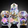 DNDND - Dadi affilati con placcatura iridescente, con nucleo liquido glitterato, fatti a mano, in resina, bordo affilato, con splendida custodia regalo per giochi da tavolo come dungeon e draghi